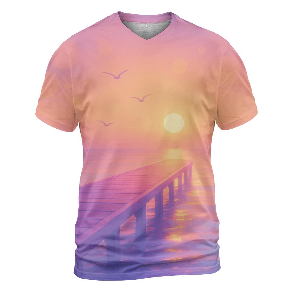 Lavender Pier Reverie vibrant all-over design tees