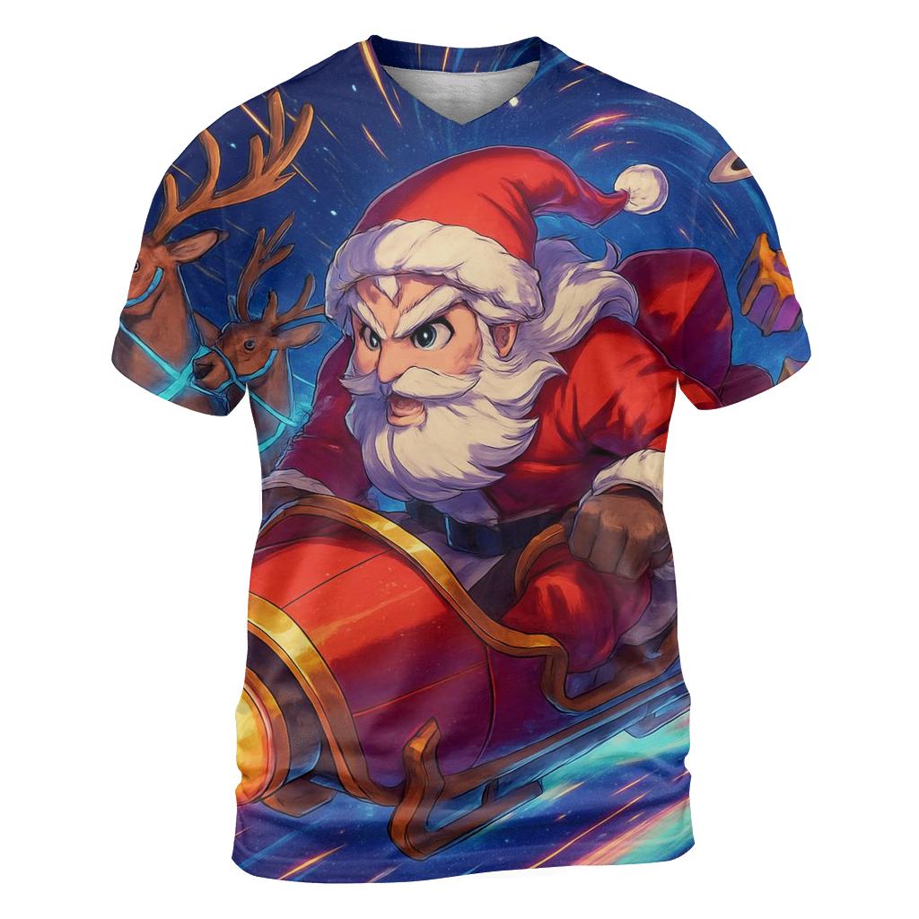 Cosmic Sleigh Race creative print fashion shirts