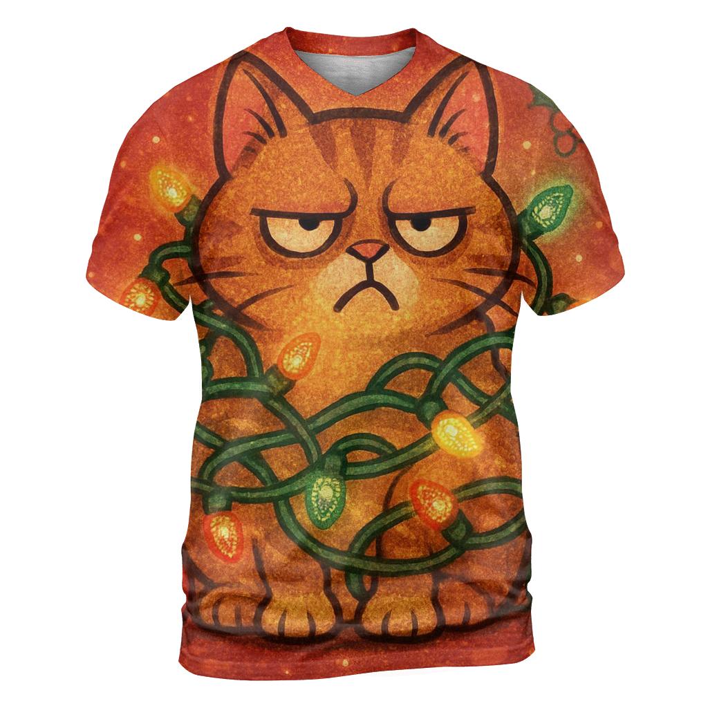 Grumpy Cat In Tangle Lights unique graphic print tees