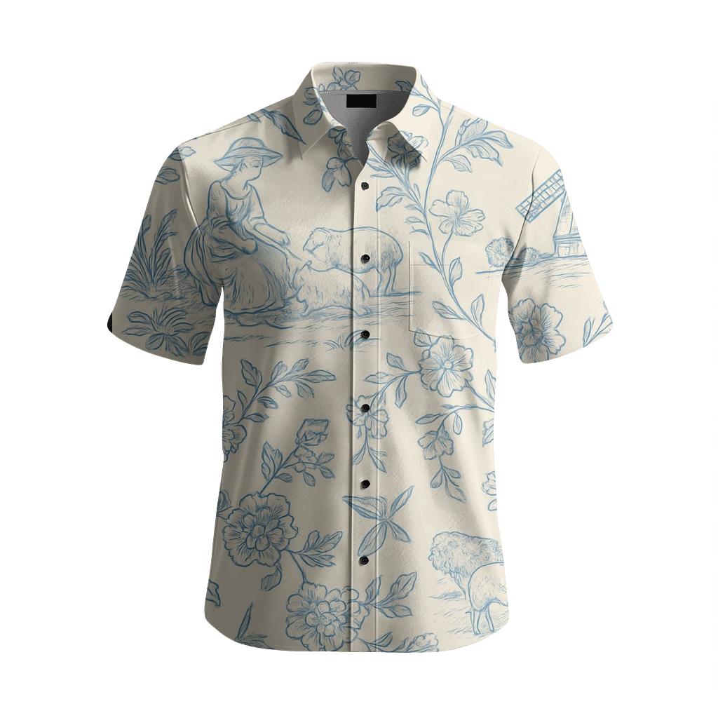 French Toile Pastoral Vignette personalized embroidery shirts