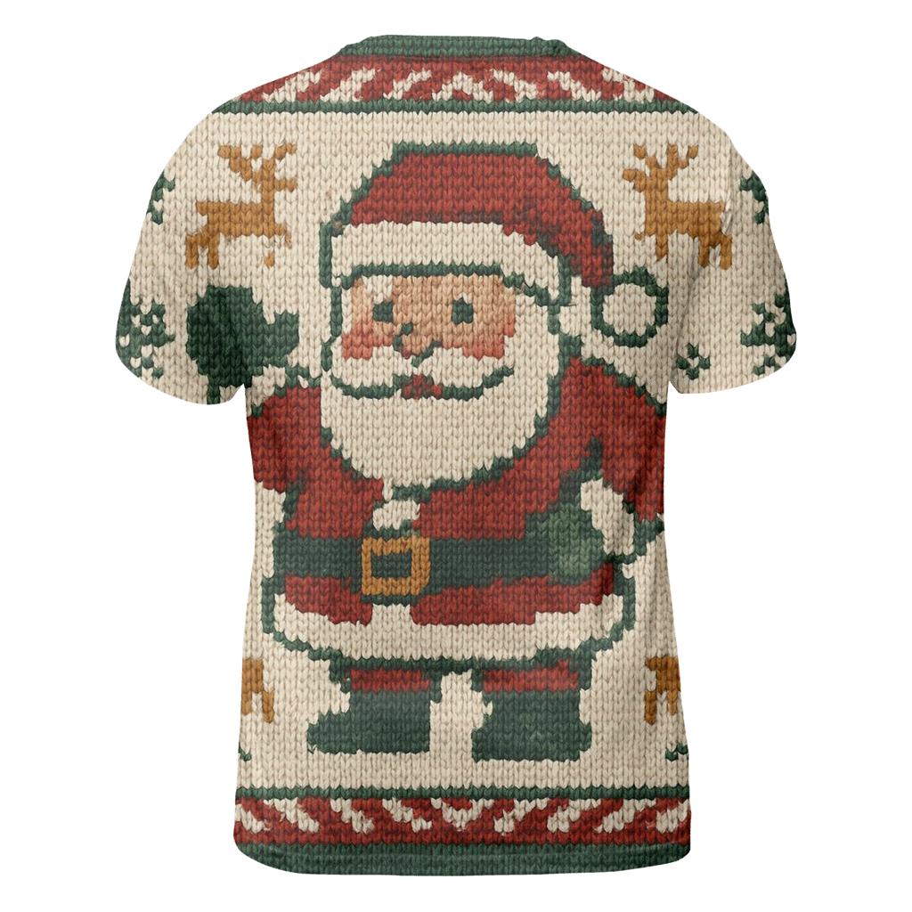 Pixel Patchwork Santa creative print fashion shirts