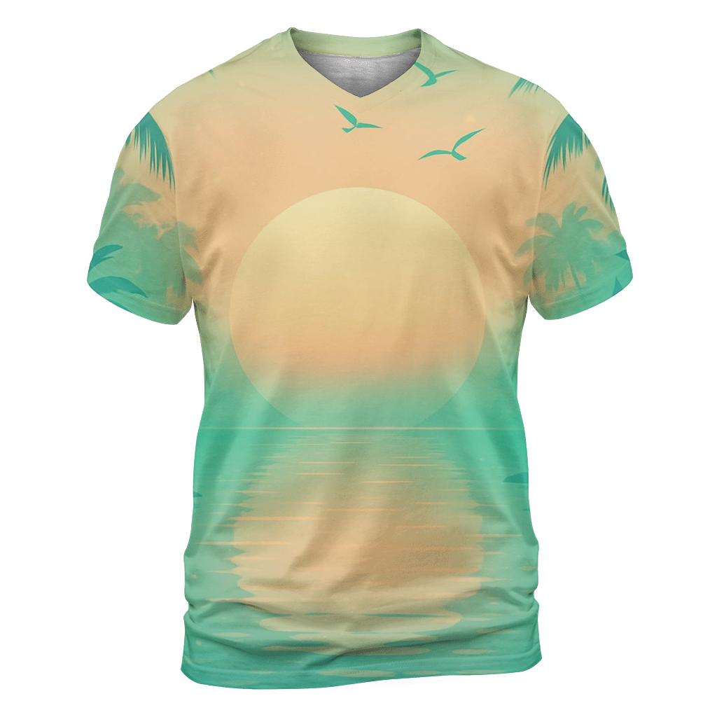 Mint Lagoon Mirage vibrant all-over design tees