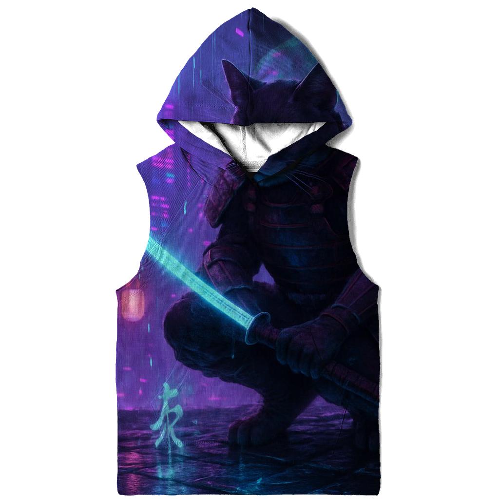 Neon Samurai Cat heavyweight hoodies