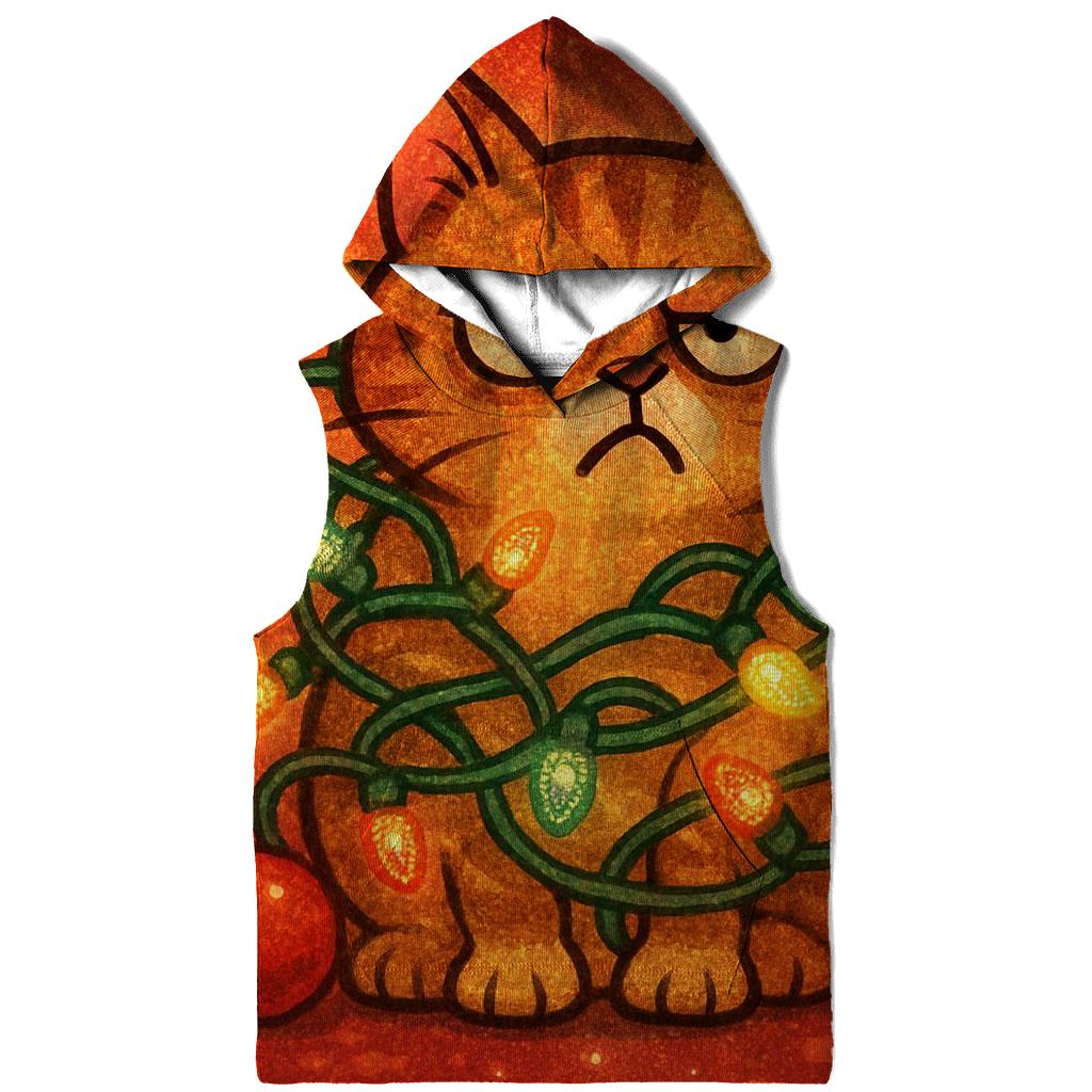 Grumpy Cat In Tangle Lights printed hoodies