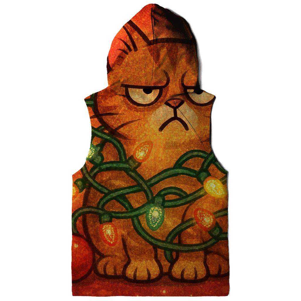 Grumpy Cat In Tangle Lights printed hoodies