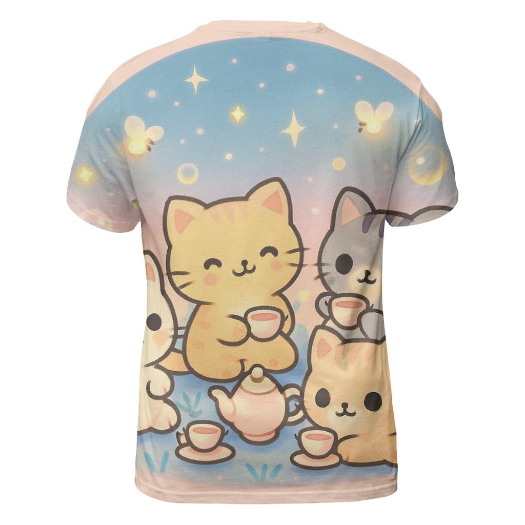 Starlight Tea Party Kittens artistic all-over print tops