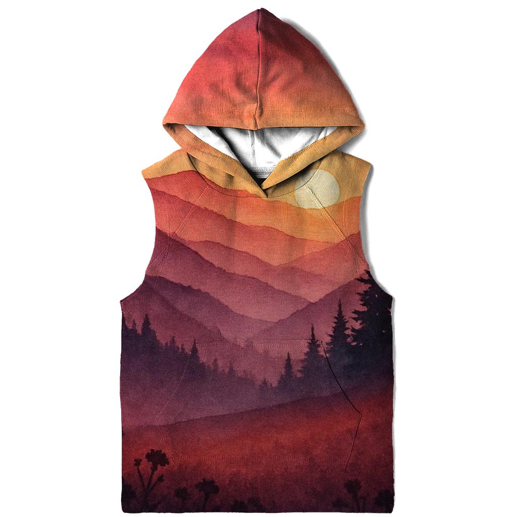 Maroon Dusk Overlook printed hoodies