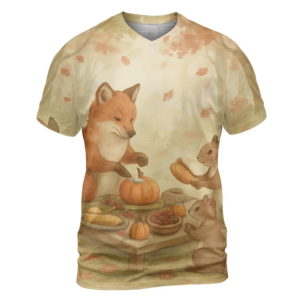 Woodland Feast Gathering creative print fashion shirts