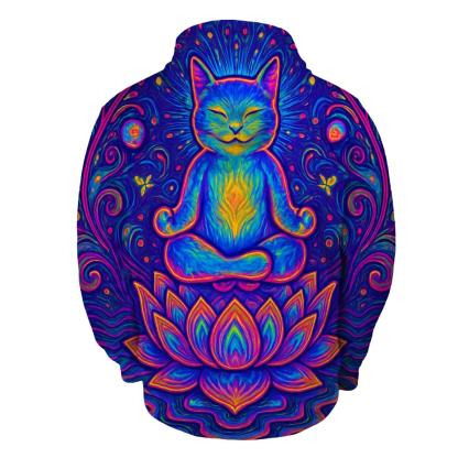 Psychedelic Lotus Cat pullover hoodies