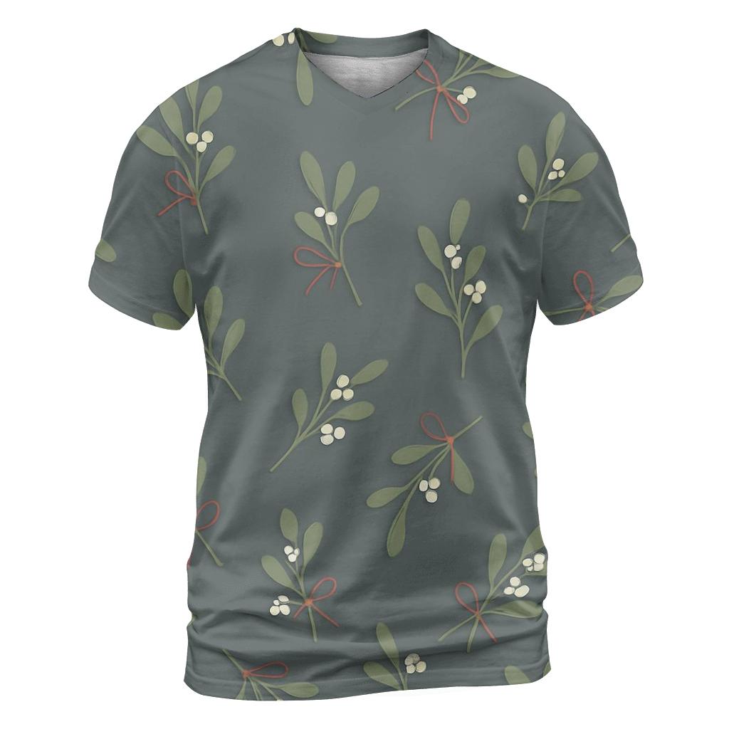 Mistletoe Scatter On Slate Gray Background statement graphic shirts