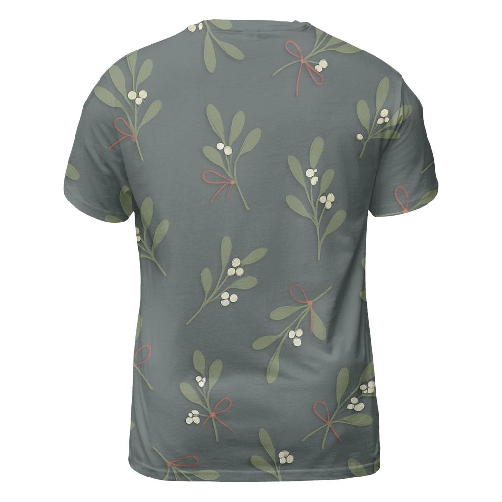 Mistletoe Scatter On Slate Gray Background statement graphic shirts
