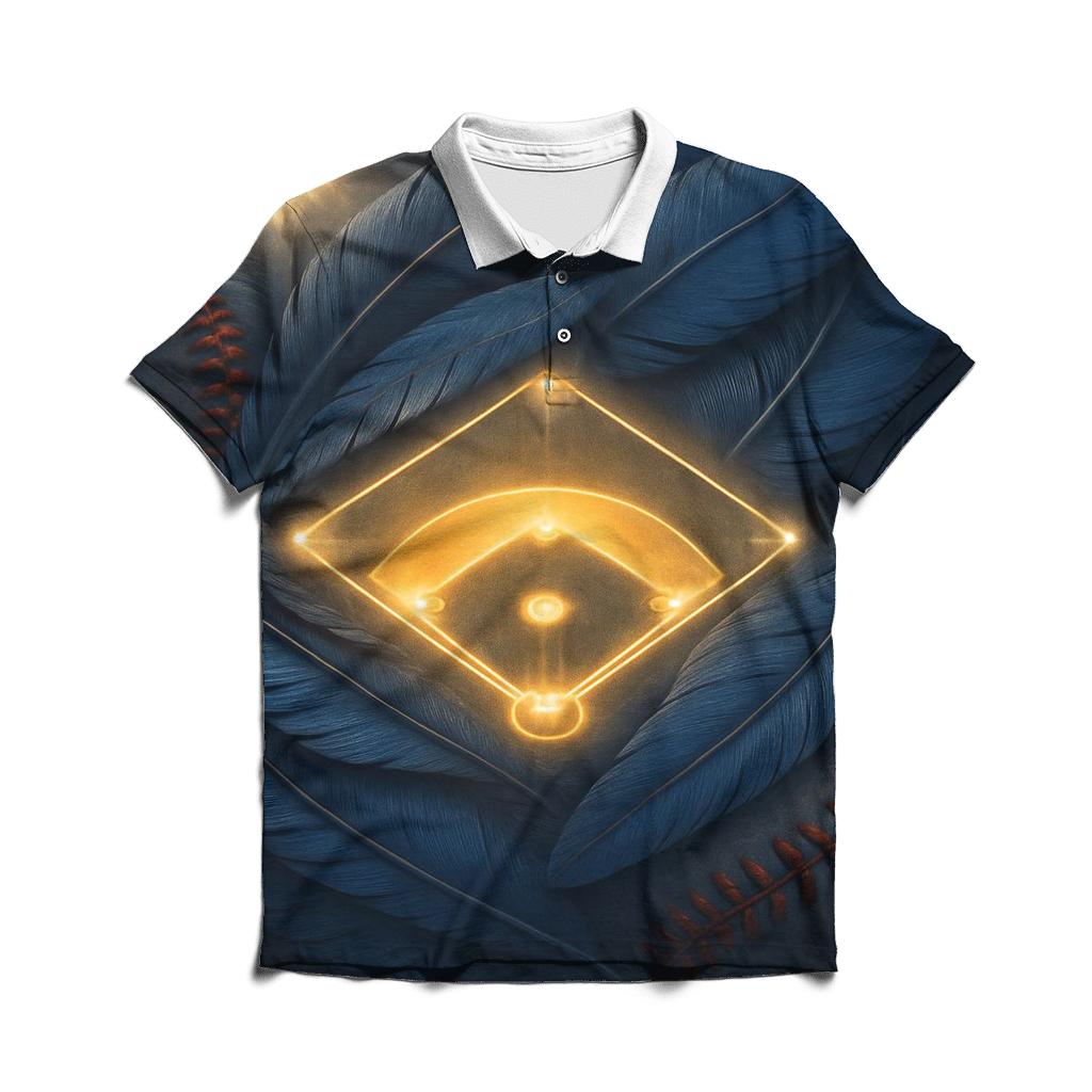 Feathered Diamond With Blue Jays casual sports polo shirts