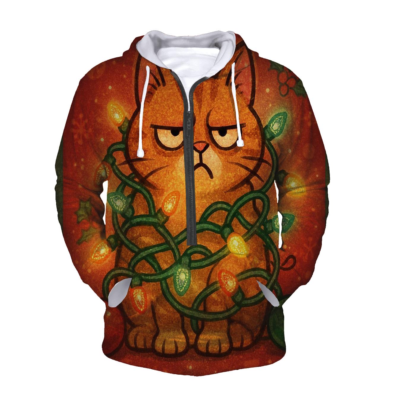 Grumpy Cat In Tangle Lights pullover hoodies