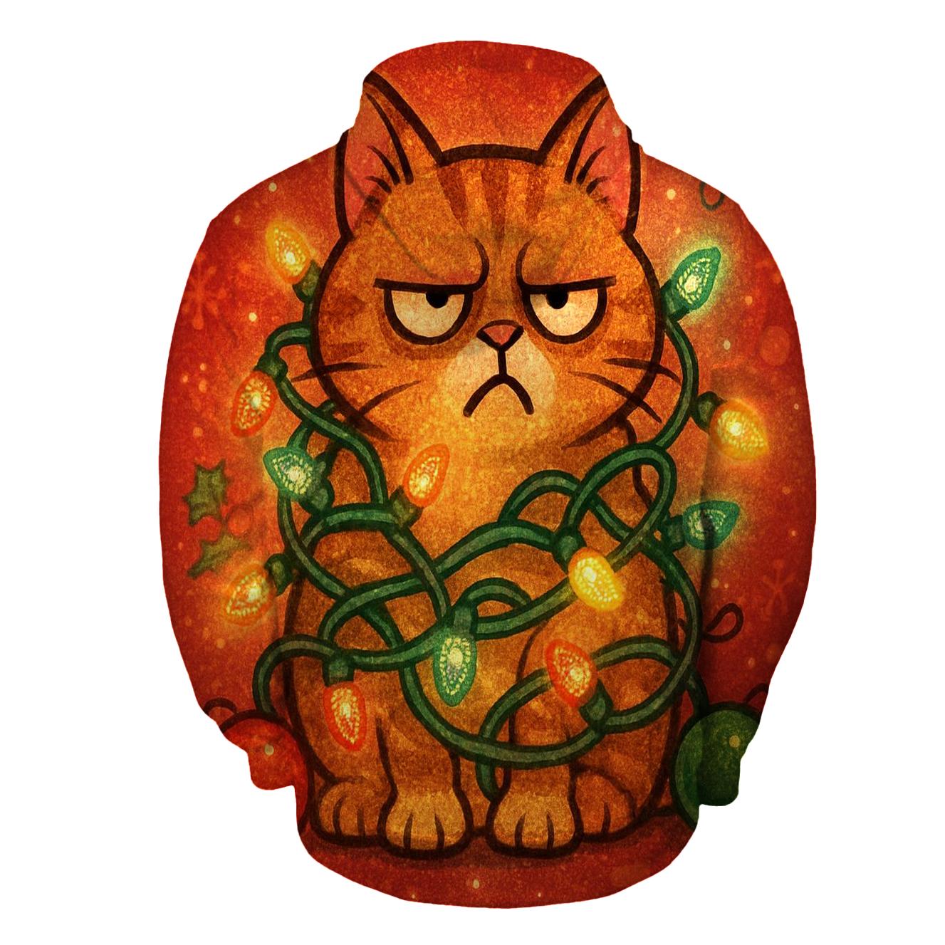 Grumpy Cat In Tangle Lights pullover hoodies