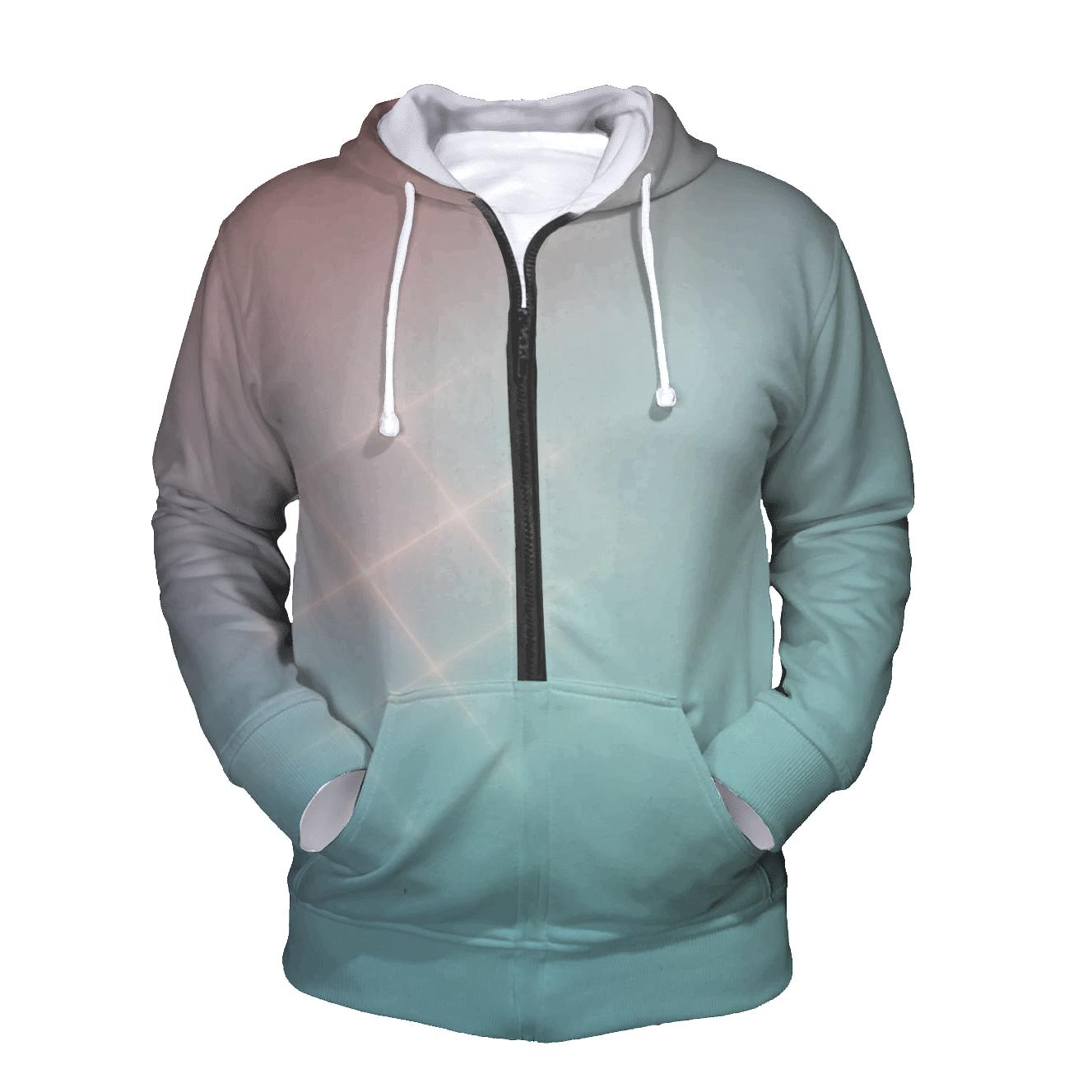 Mint Mirage Grid zip-up hoodies