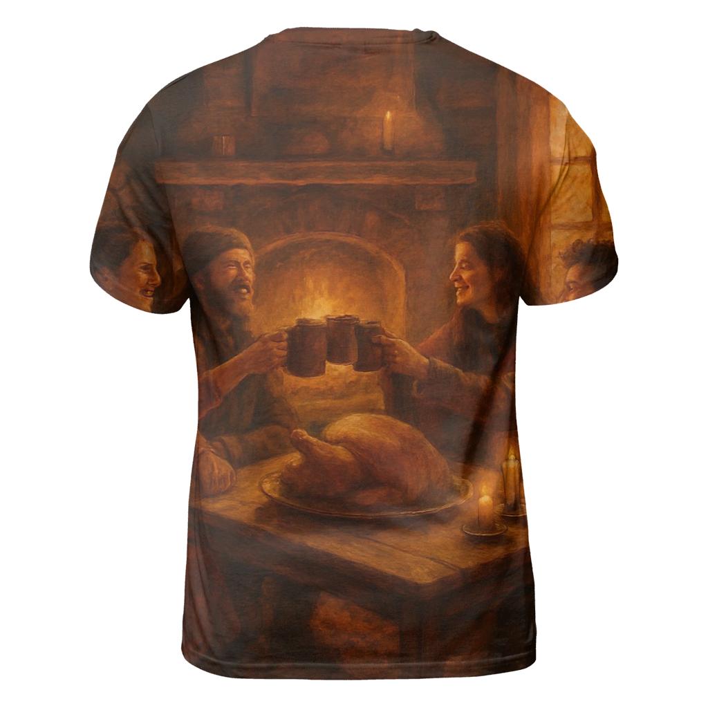 Cozy Cabin Thanksgiving Hearth artistic all-over print tops
