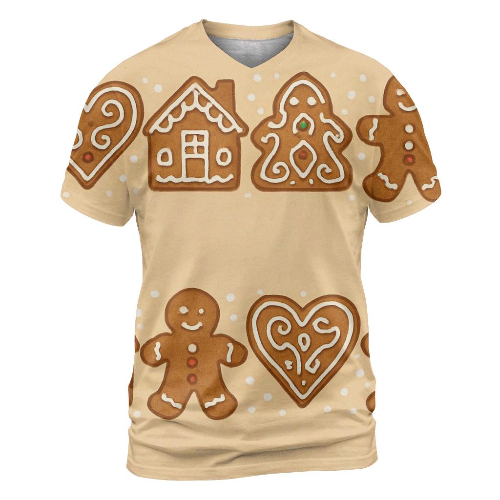 Gingerbread Motif Border On Warm Beige Background designer pattern shirts