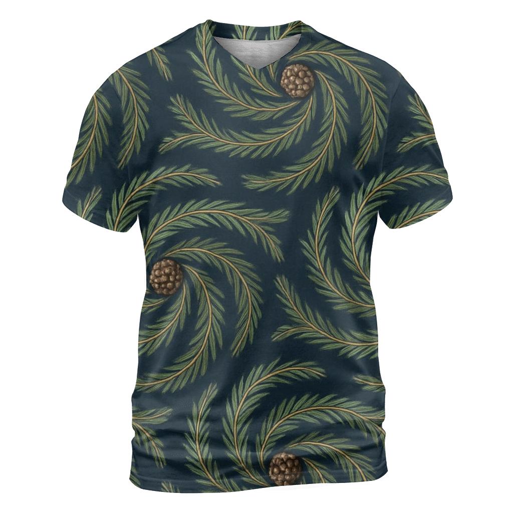 Evergreen Spiral Tessellation On Navy Blue Background unique graphic print tees