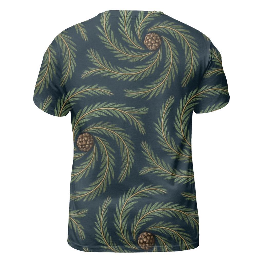 Evergreen Spiral Tessellation On Navy Blue Background unique graphic print tees