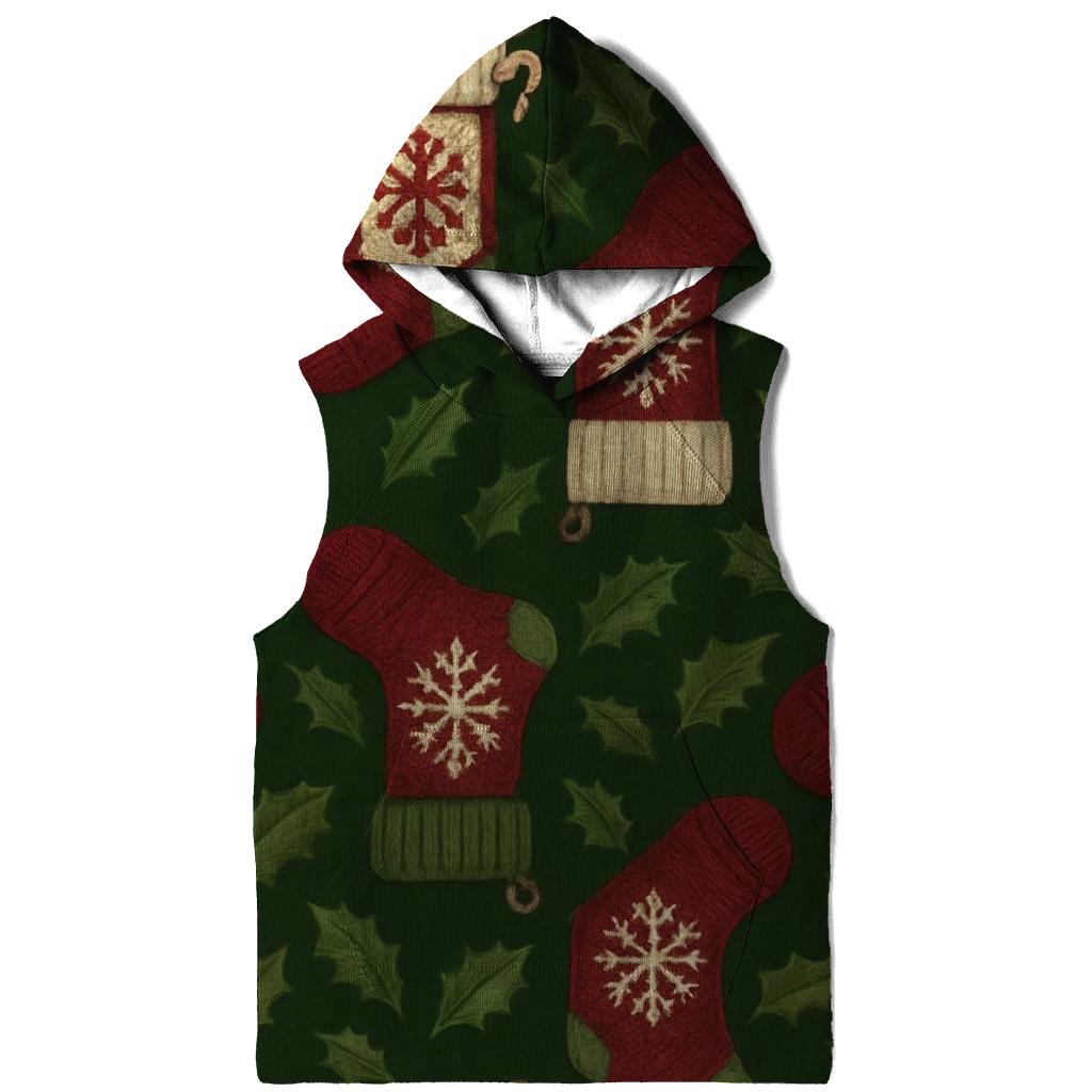 Stocking Lattice On Holly Green Background lightweight hoodies