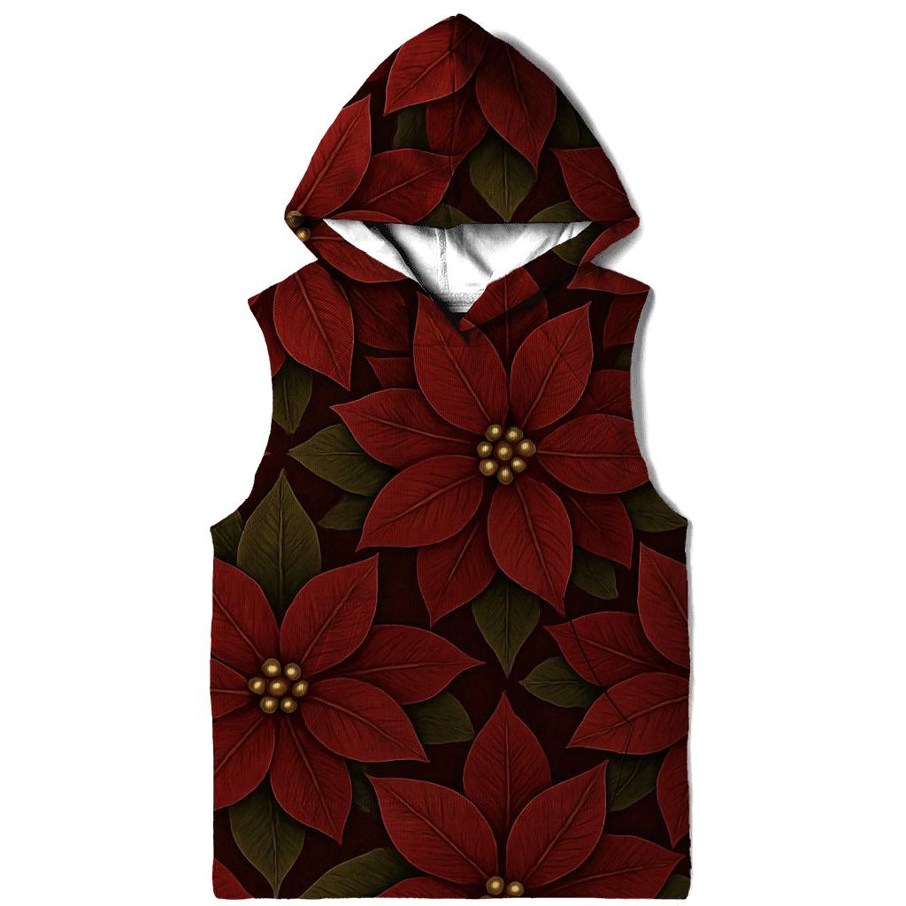 Poinsettia Tile On Deep Burgundy Background zip-up hoodies