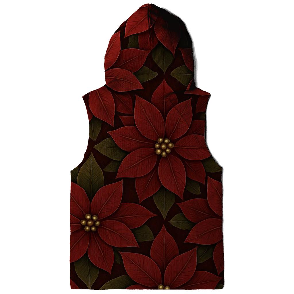 Poinsettia Tile On Deep Burgundy Background zip-up hoodies
