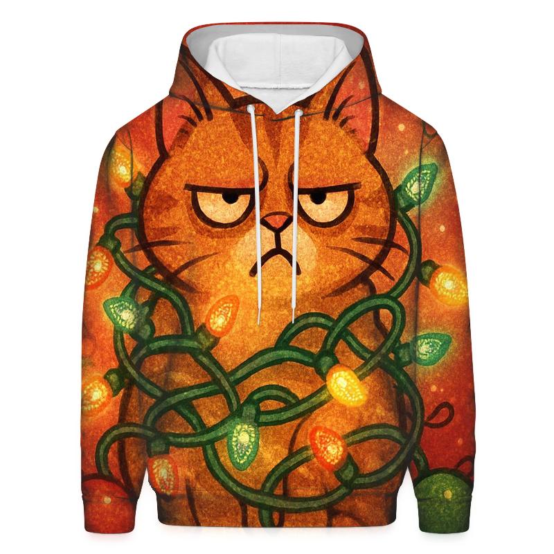 Grumpy Cat In Tangle Lights heavyweight hoodies