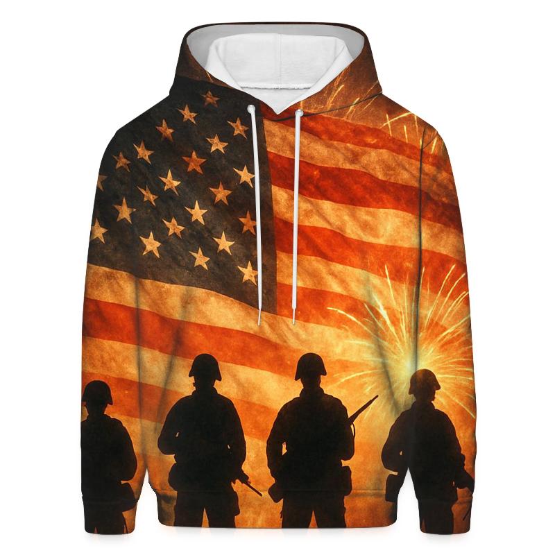Veterans Sunset Silhouette lightweight hoodies