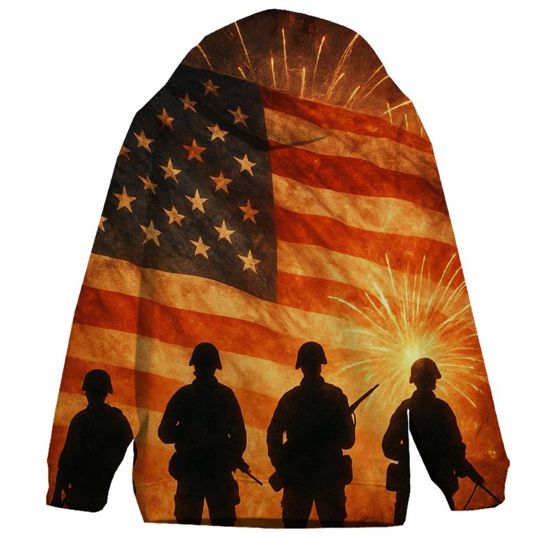 Veterans Sunset Silhouette lightweight hoodies