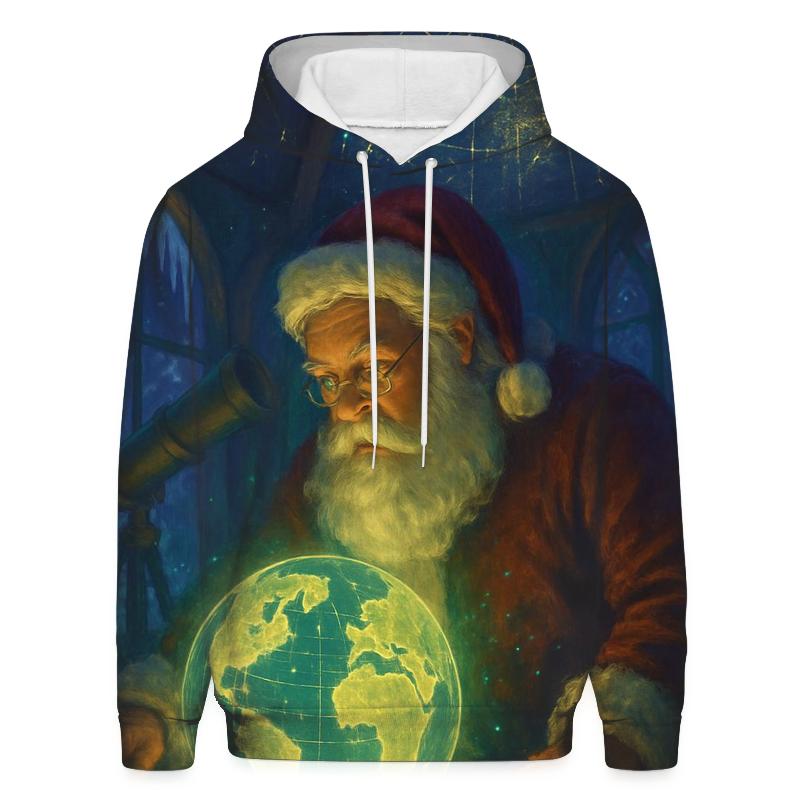 Midnight Mapmaker Santa embroidered hoodies