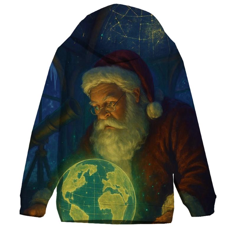 Midnight Mapmaker Santa embroidered hoodies