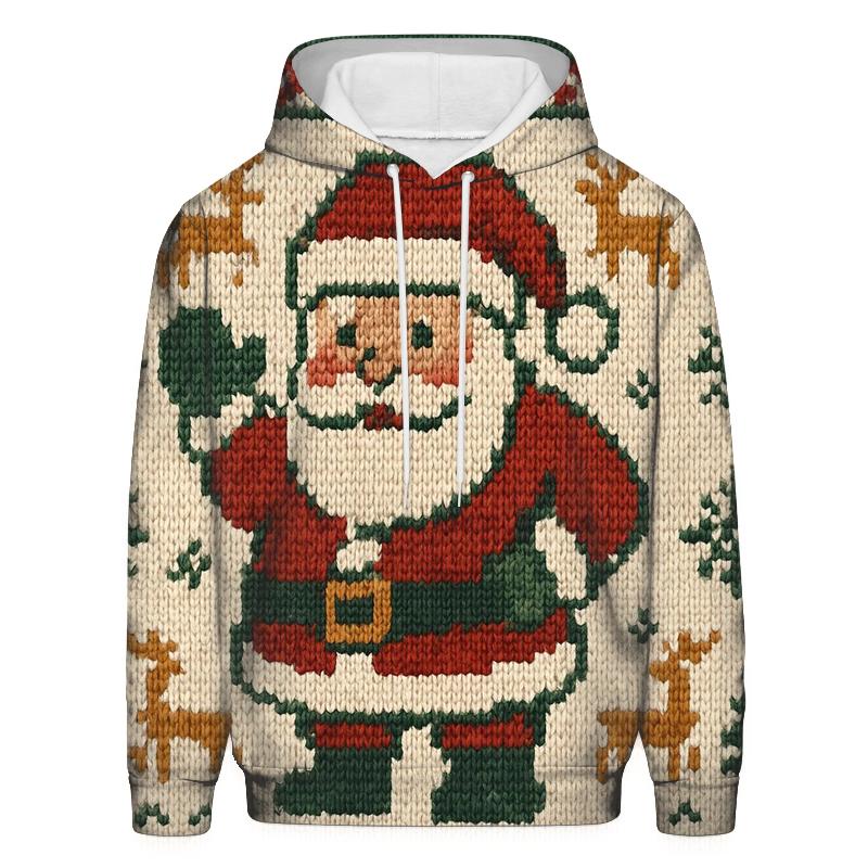 Pixel Patchwork Santa heavyweight hoodies