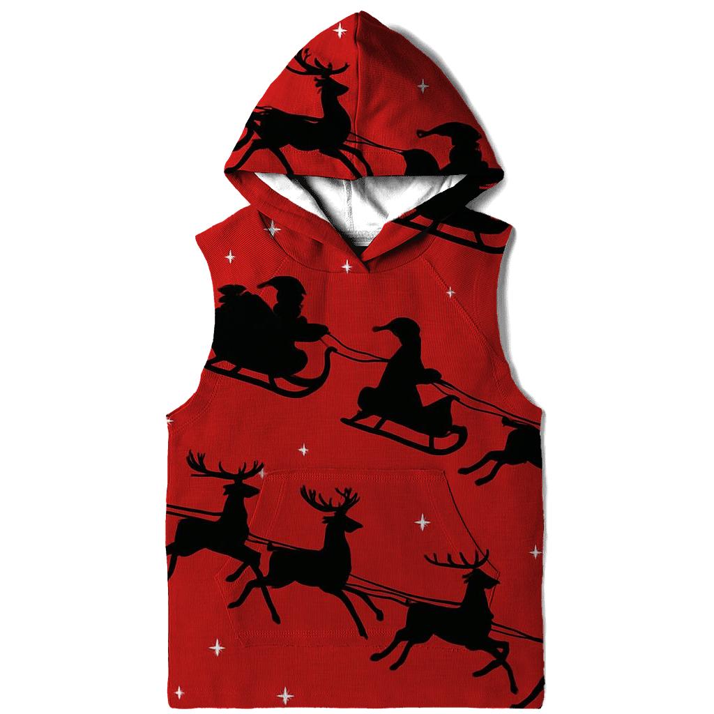 Santa Silhouette Progression On Crimson Background hoodie styles