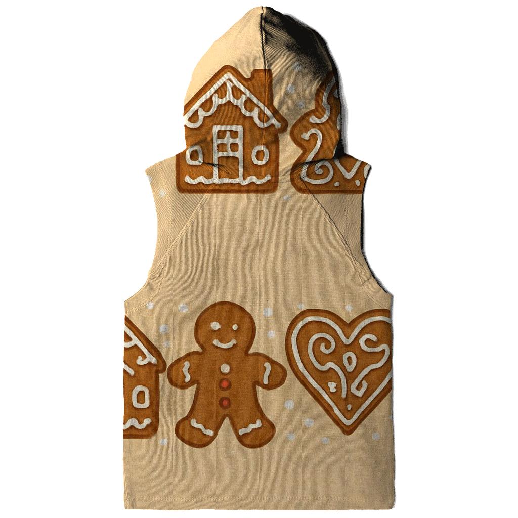 Gingerbread Motif Border On Warm Beige Background zip-up hoodies