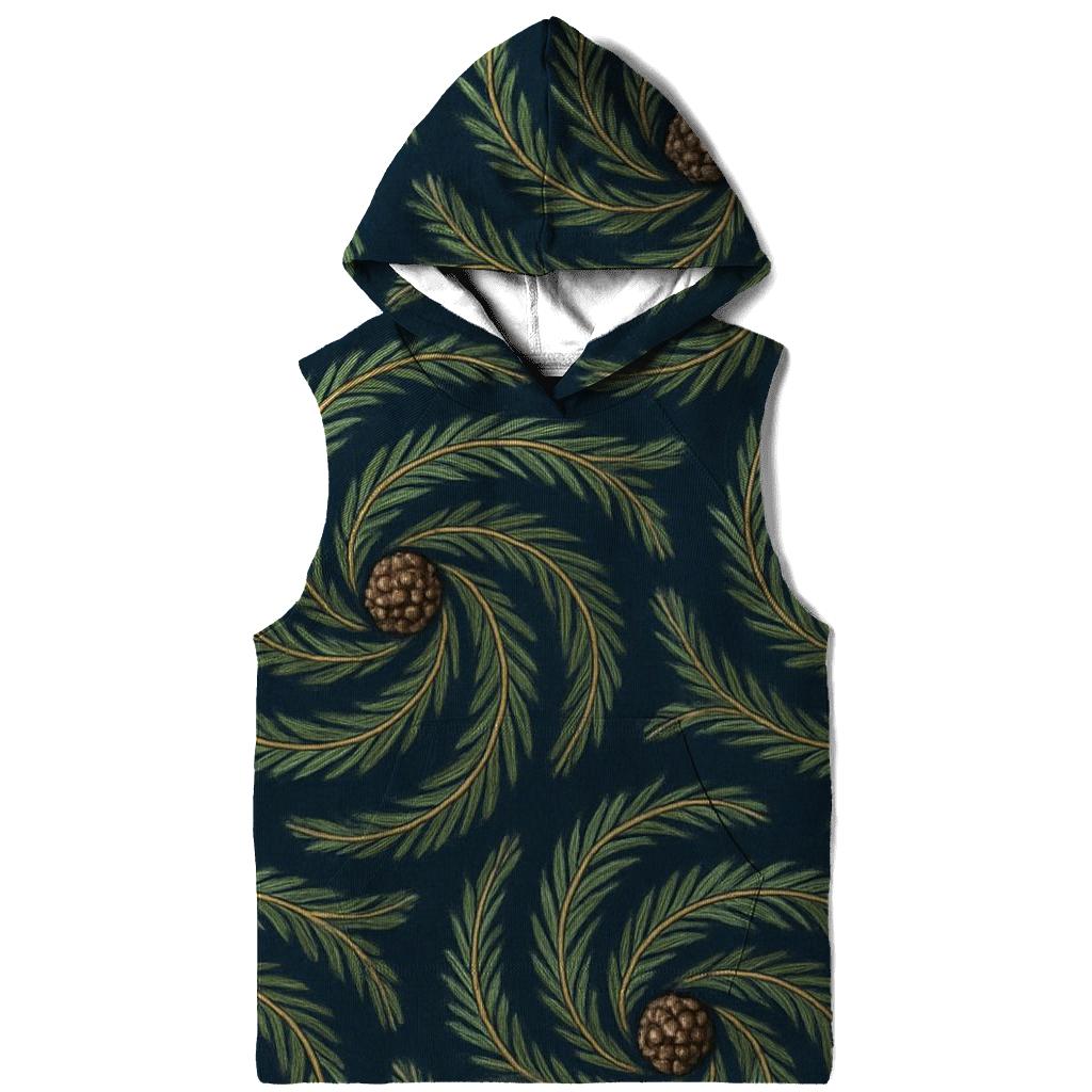 Evergreen Spiral Tessellation On Navy Blue Background hoodie designs