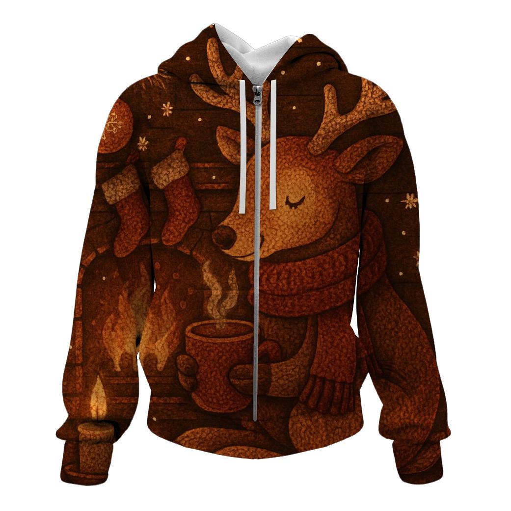 Nordic Fireplace Reindeer lightweight hoodies
