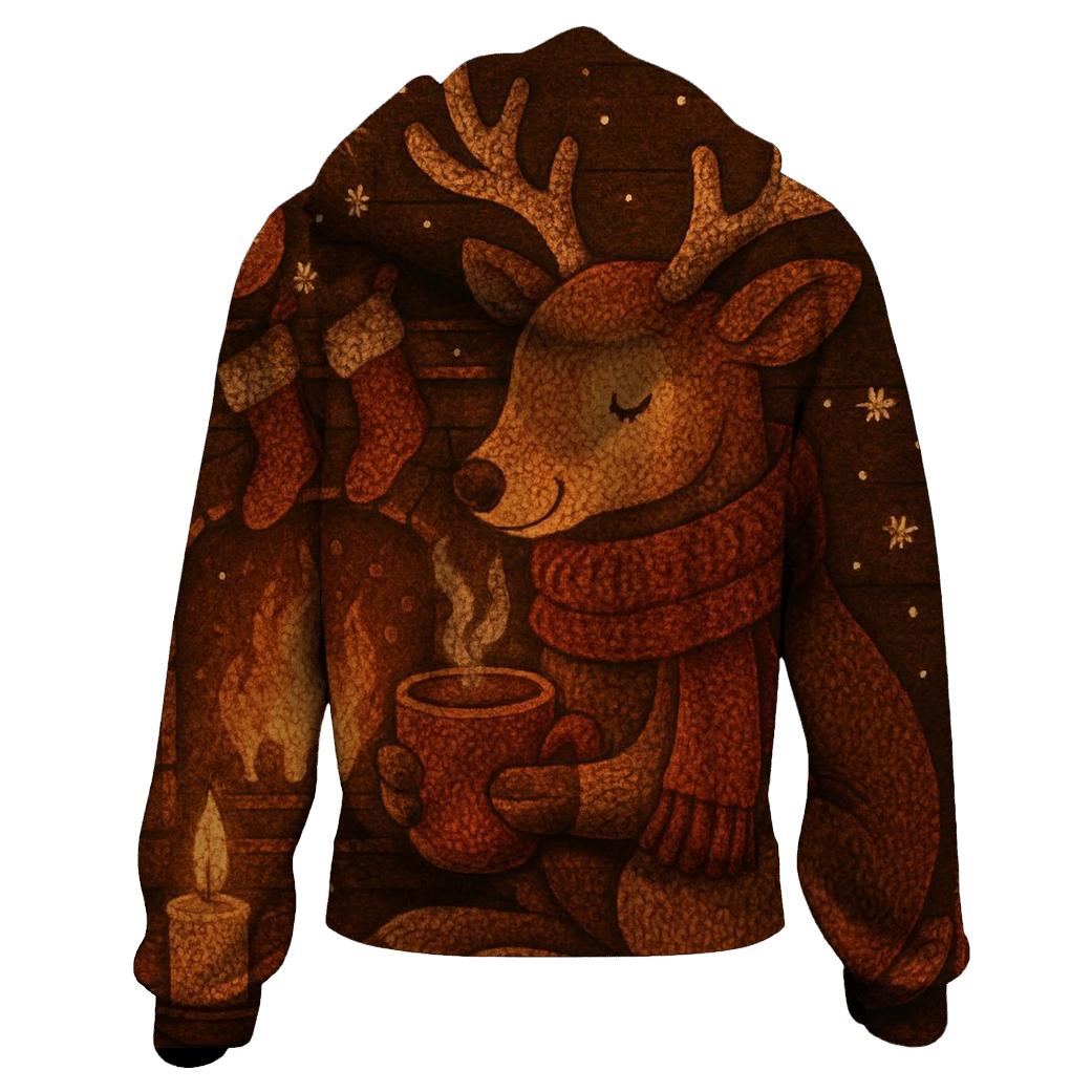 Nordic Fireplace Reindeer lightweight hoodies