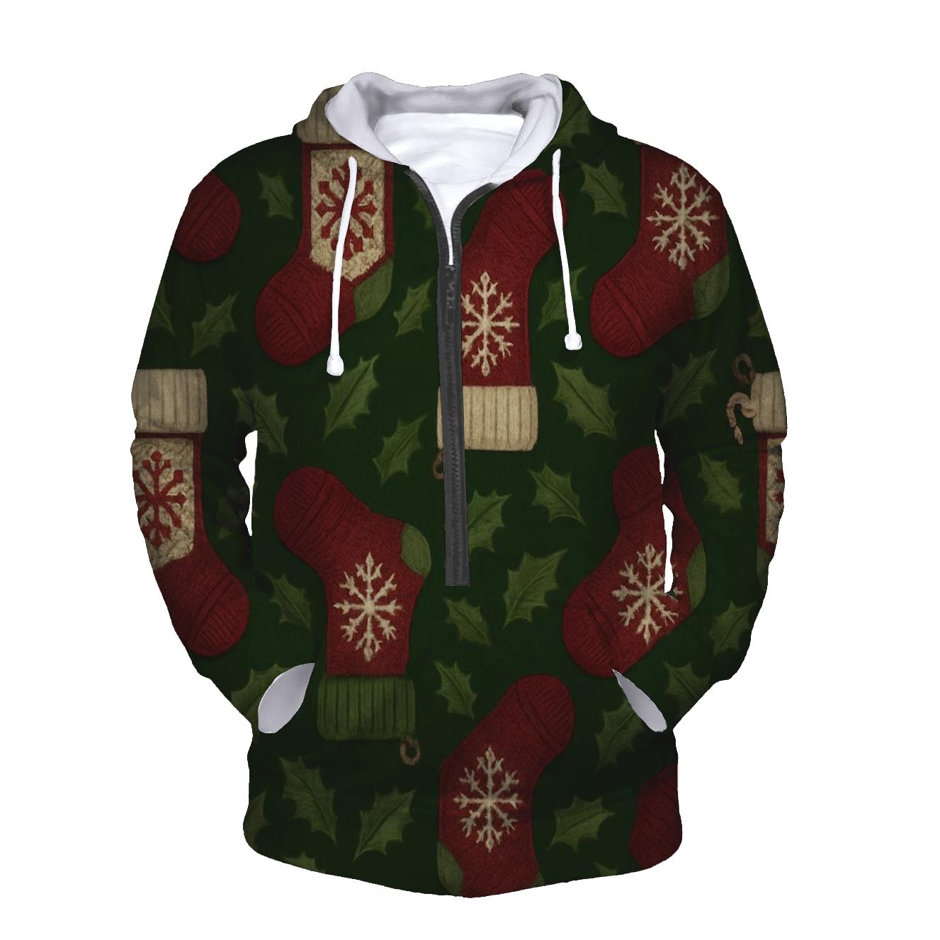 Stocking Lattice On Holly Green Background hoodie trends