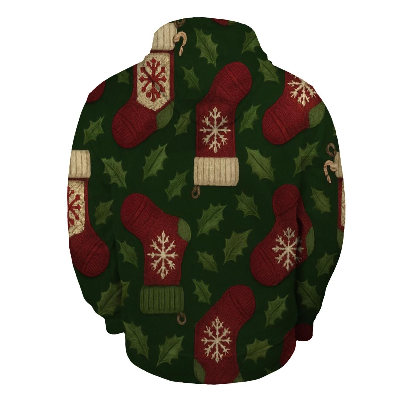 Stocking Lattice On Holly Green Background hoodie trends