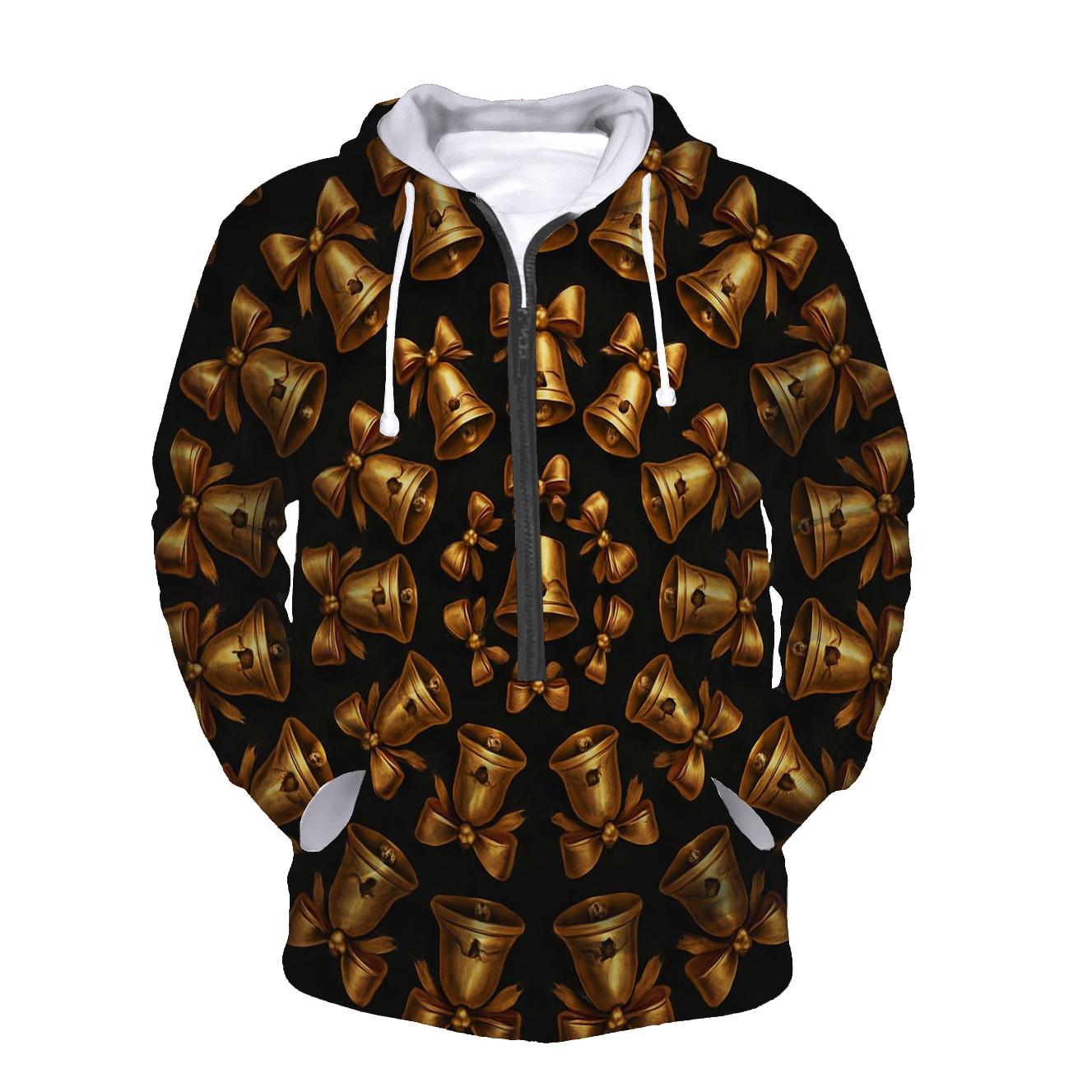 Golden Bell Radial On Midnight Black Background pullover hoodies