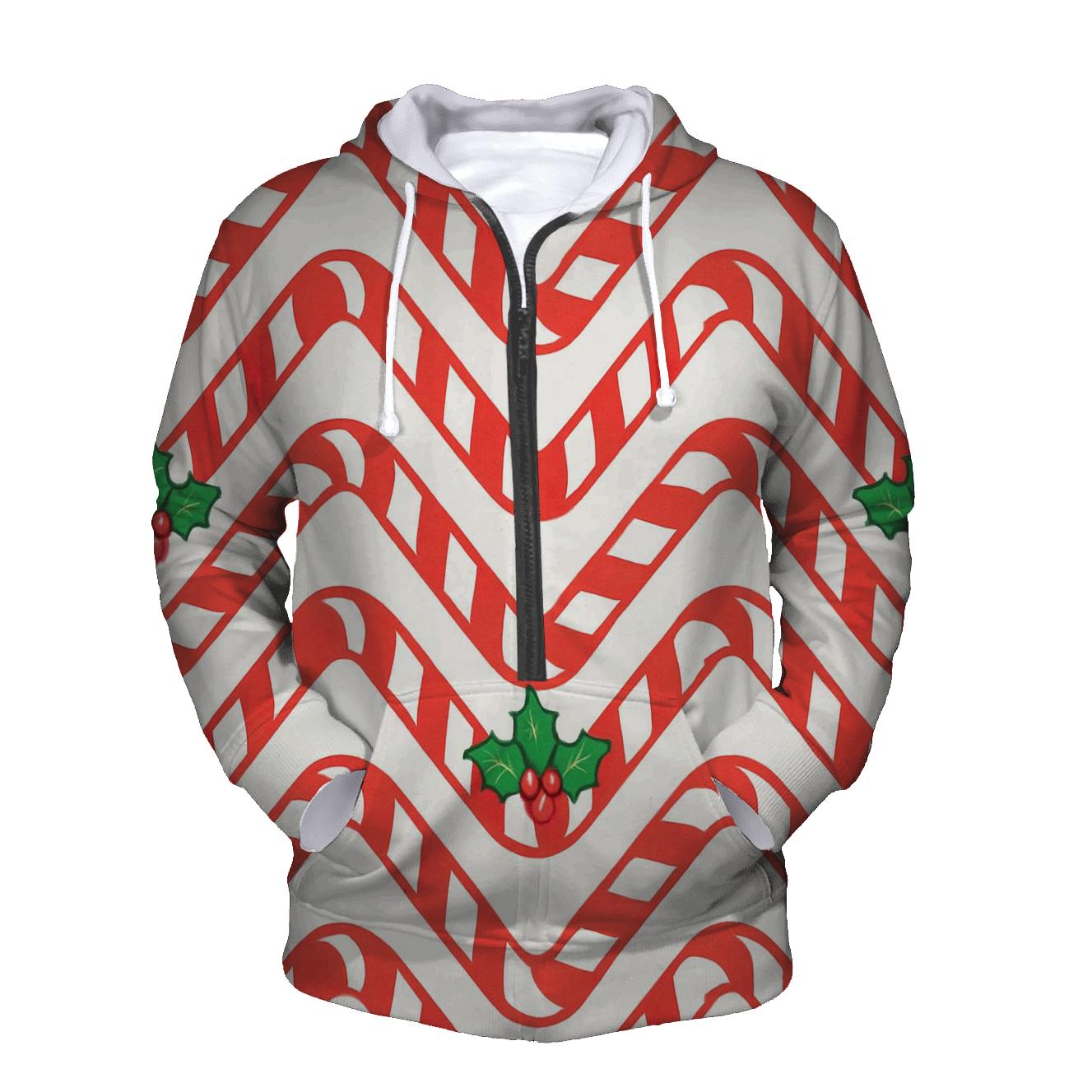 Candy Cane Chevron On Snow White Background hoodie styles