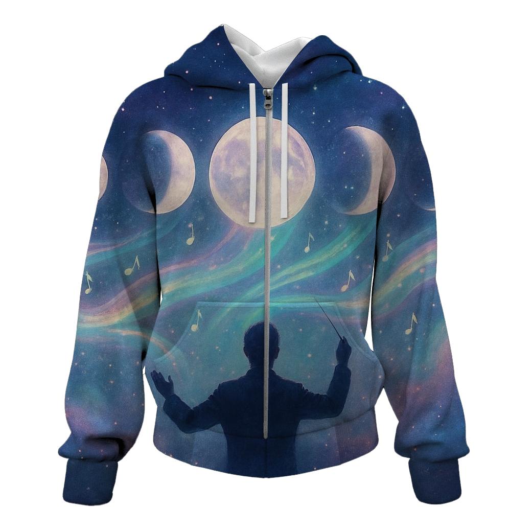 Moonphase Serenade graphic hoodies