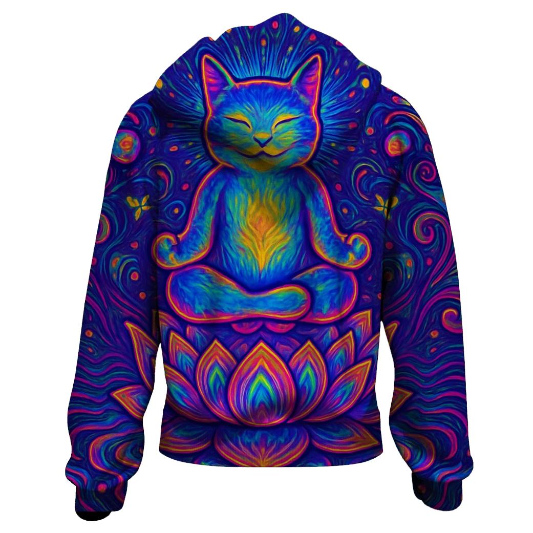 Psychedelic Lotus Cat heavyweight hoodies