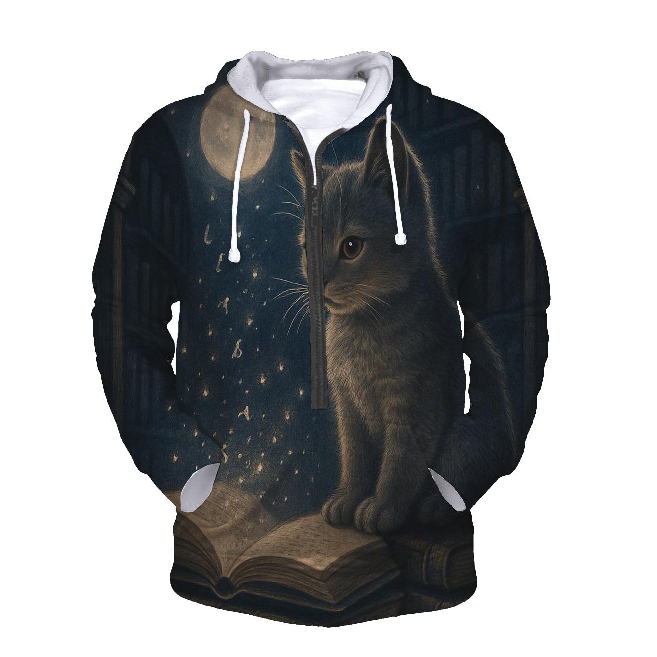 Moonlit Library Cat premium hoodies