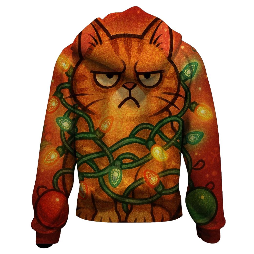 Grumpy Cat In Tangle Lights lightweight hoodies