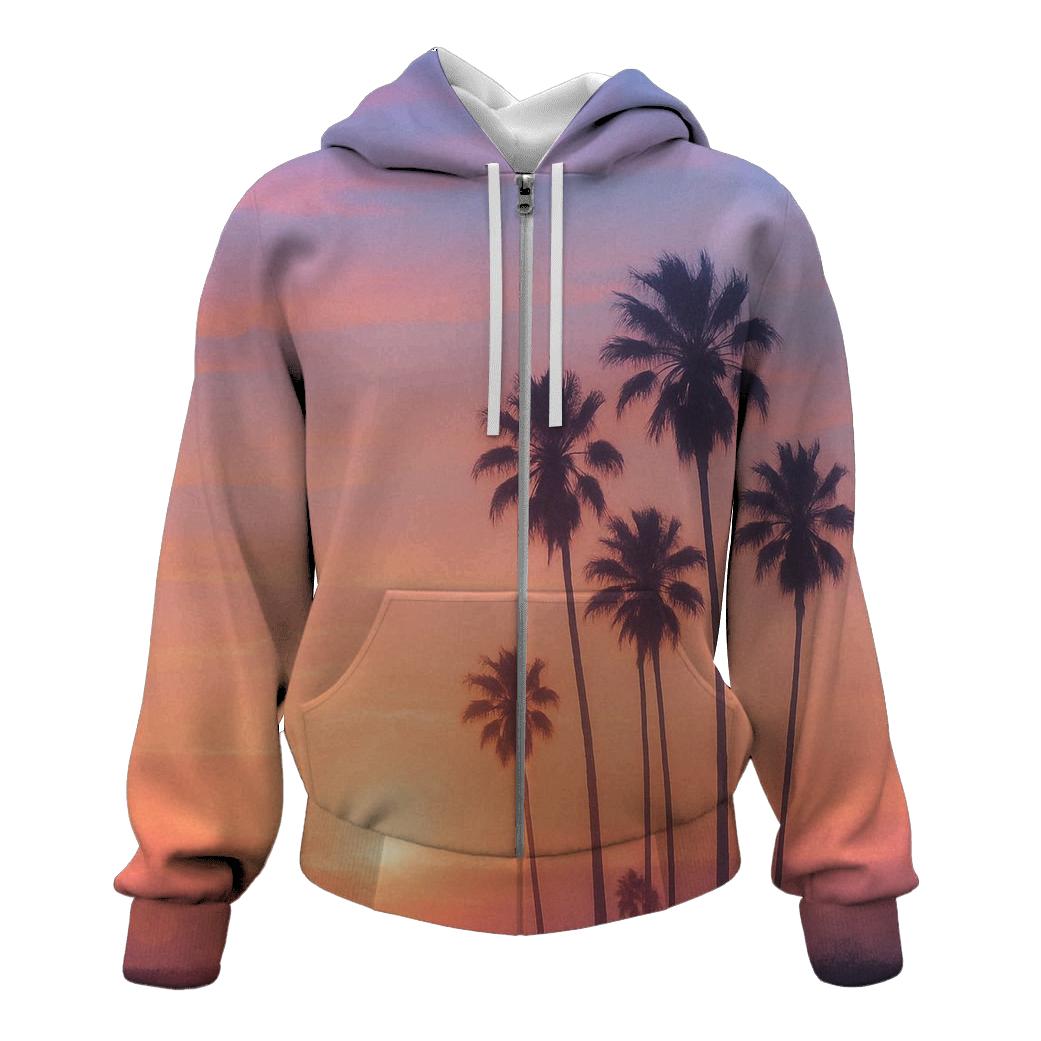 Peach Skyline Lullaby embroidered hoodies