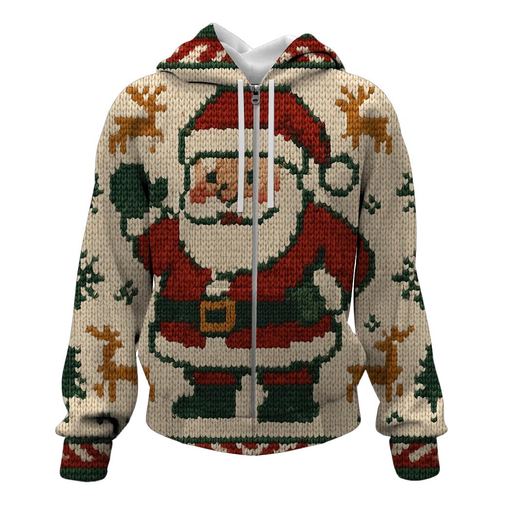 Pixel Patchwork Santa lightweight hoodies