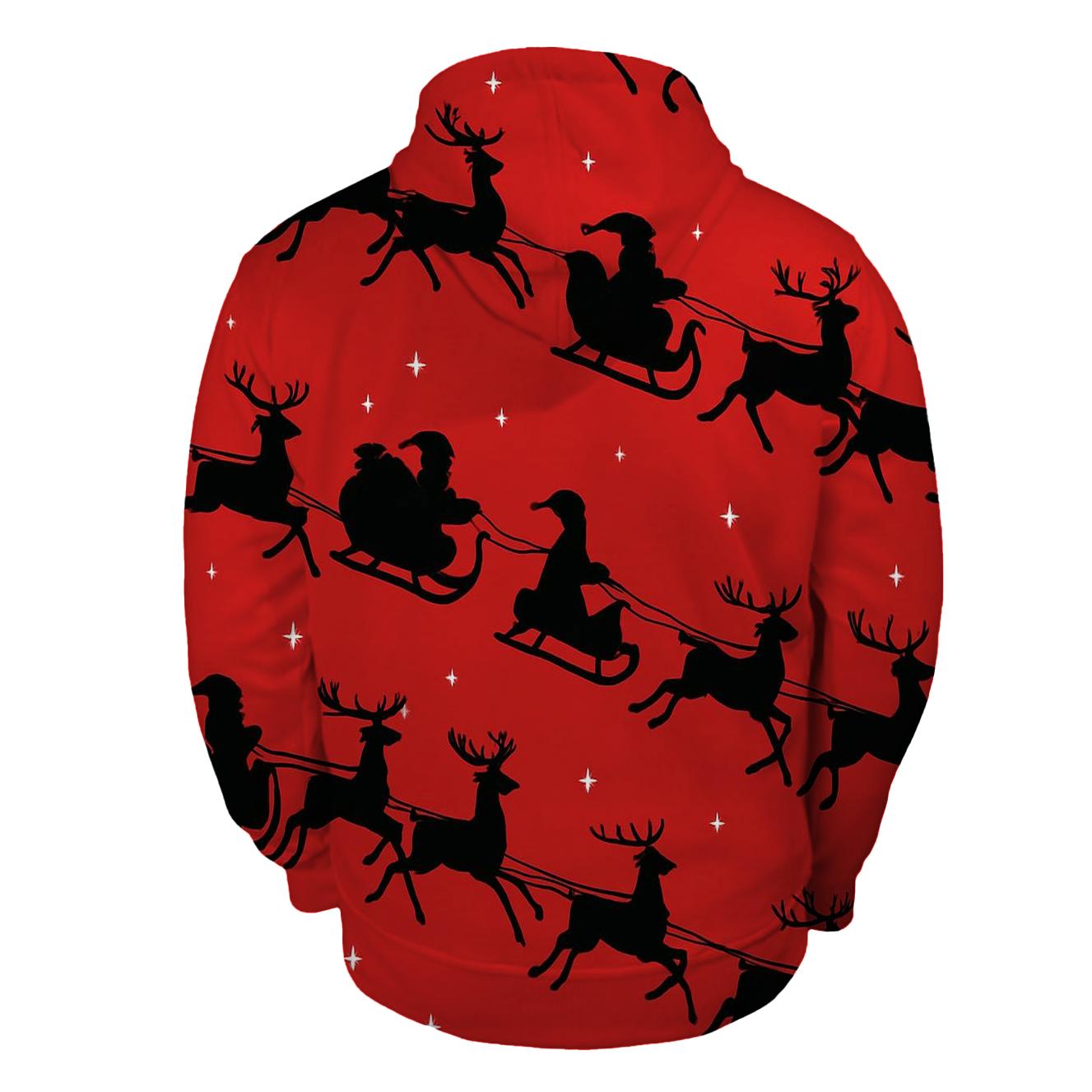 Santa Silhouette Progression On Crimson Background pullover hoodies