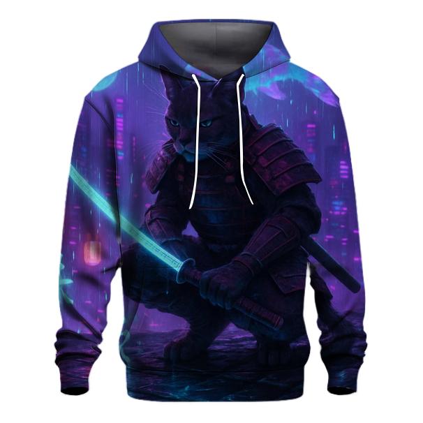 Neon Samurai Cat premium hoodies