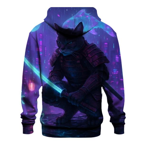 Neon Samurai Cat premium hoodies